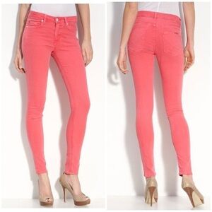 Hudson Nico Mid Rise Super Skinny Jeans Coral Pink Cherry Sz 30